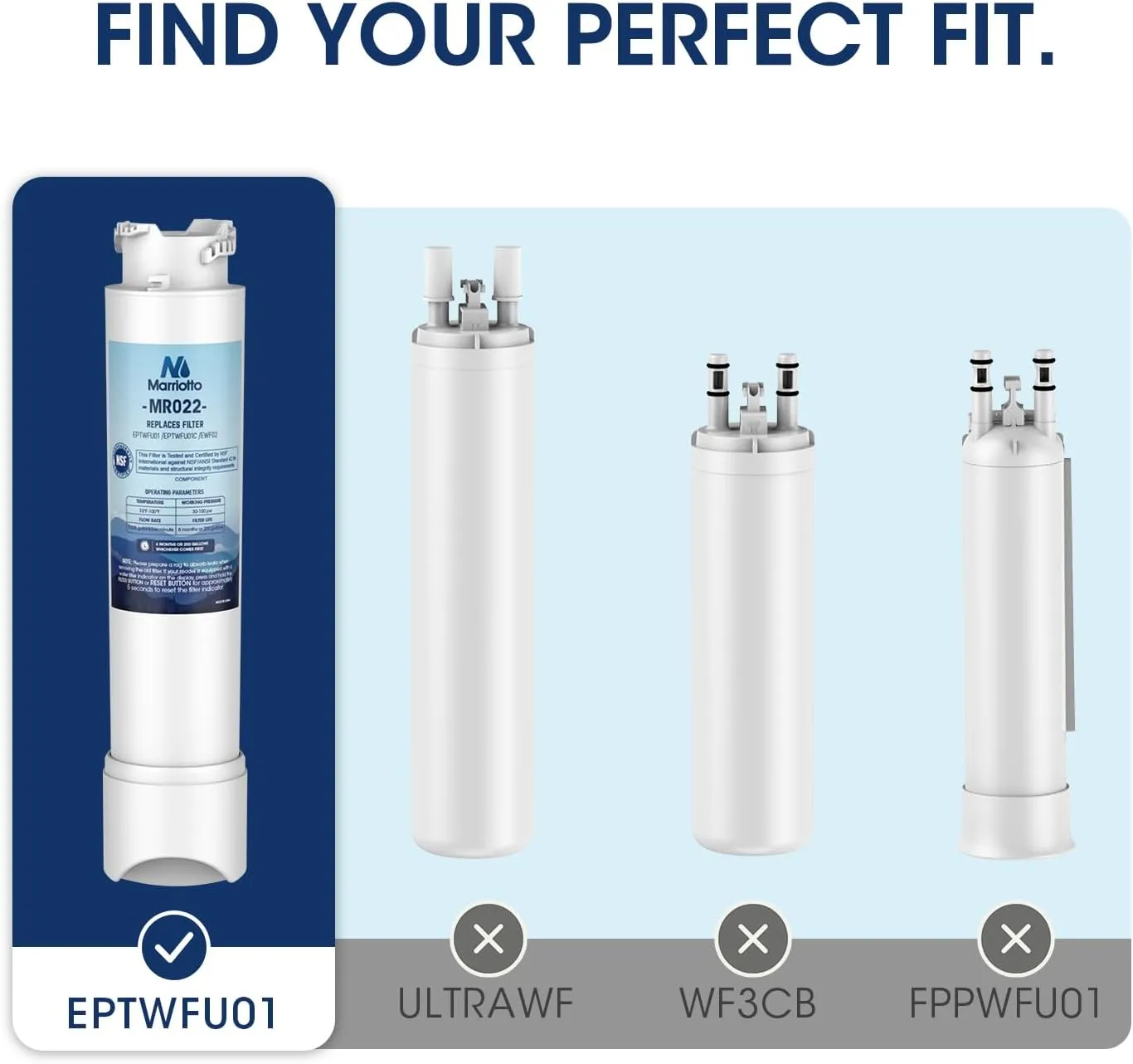 MARRIOTTO EPTWFU01 Water Filter Replacement, Compatible with Frigidaire EPTWFU01, EWF02, Pure Source Ultra II, 3 PACK