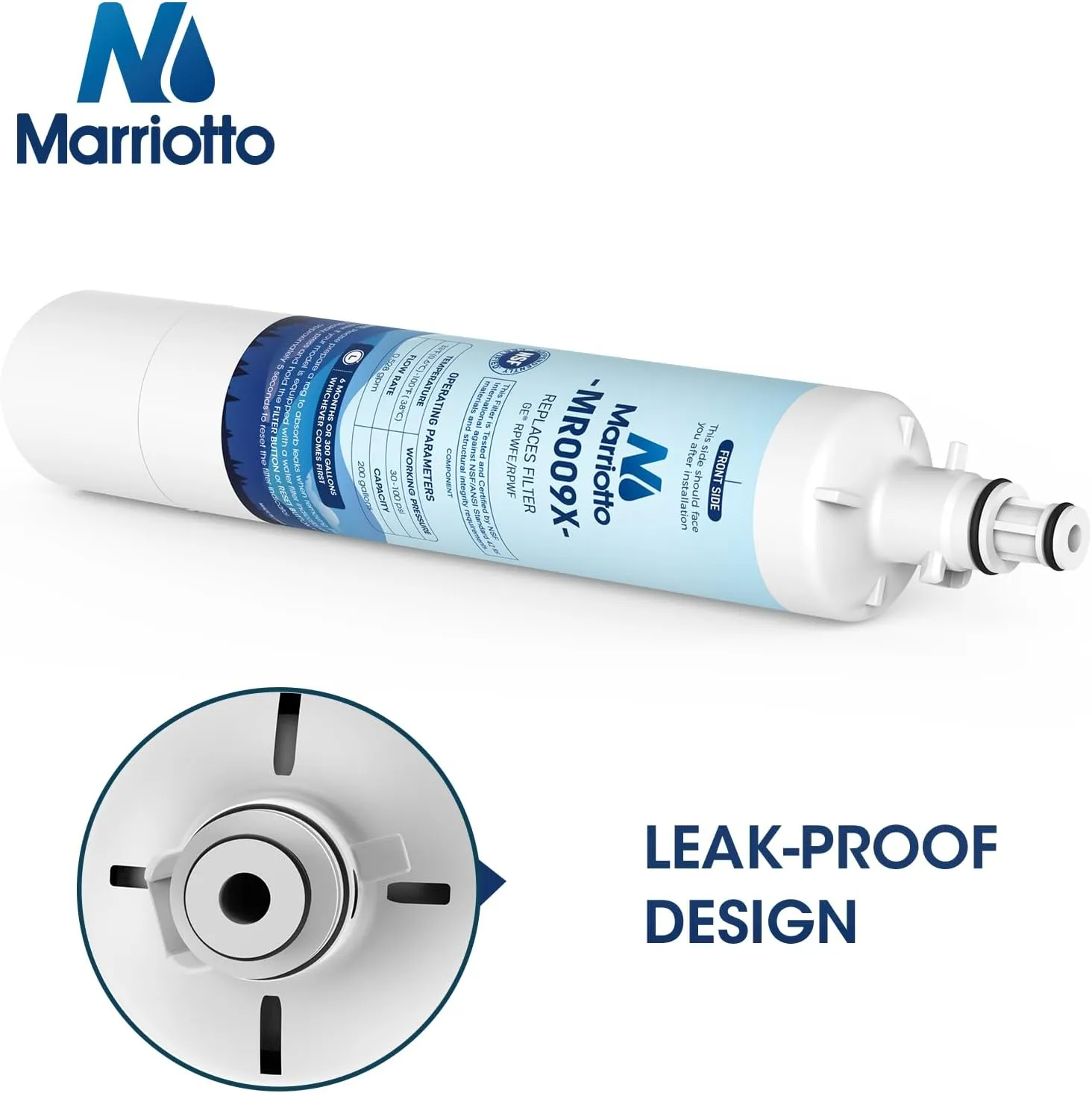 MARRIOTTO Replacement for GE® RPWFE, RPWF (Built-in CHIP) Refrigerator Water Filter, Compatible with GFE28GELDS, PFE28KELDS, PFE28KYNFS, GFD28GELDS, GYE22HMKES, GFE28GYNFS, GFD28GYNFS, Pack of 1