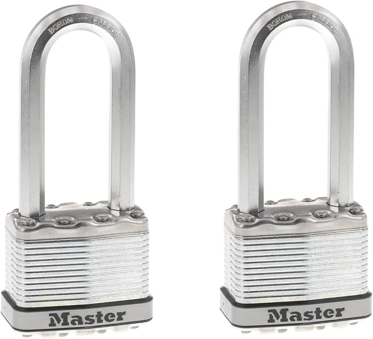 Master Lock M5XTLJ Magnum Heavy Duty Outdoor Padlock with Key, 2 Pack Keyed-Alike,Silver