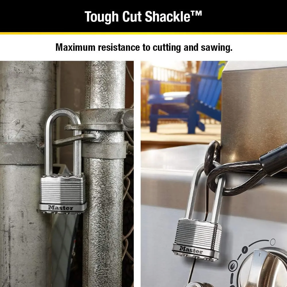 Master Lock M5XTLJ Magnum Heavy Duty Outdoor Padlock with Key, 2 Pack Keyed-Alike,Silver