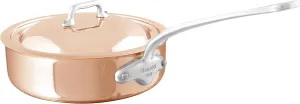 Mauviel M’6S 6-Ply Polished Copper & Stainless Steel Saute Pan With Lid, And Cast Stainless Steel Handle, Suitable For All Types Of Stoves, 3.2-qt, Made in France