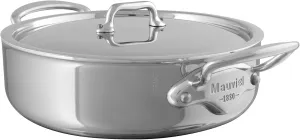Mauviel M'Urban 4 Tri-Ply Polished Stainless Steel Rondeau With Lid And Cast Stainless Steel Handle, 3.2-Qt, Made In France