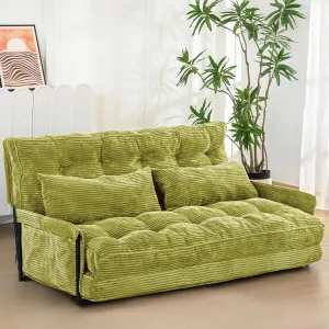 MAXYOYO Adjustable Floor Sofa Couch, Multi-Functional Bean Bag Bed with 2 Pillows, 5-Position Foldable Sleeper Bed, Versatile Floor Seating Sofa for Reading Gaming, Green