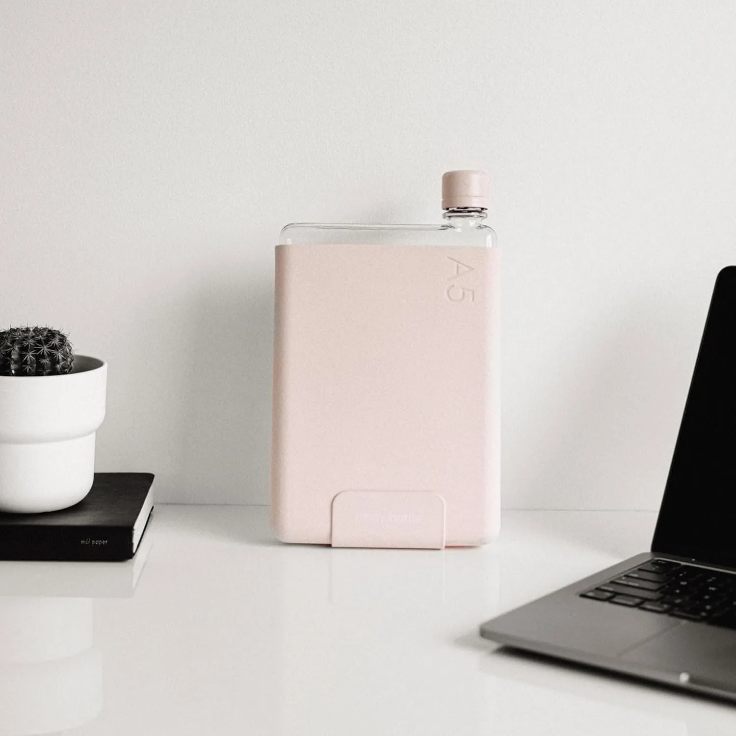 memobottle A5 (Pale Coral) Bundle - 25oz (750ml) - Bottle, silicone sleeve & lid |Slim Water Bottle for Bags, Beside Books & Laptops | BPA Free Tritan | Modern & Minimalist