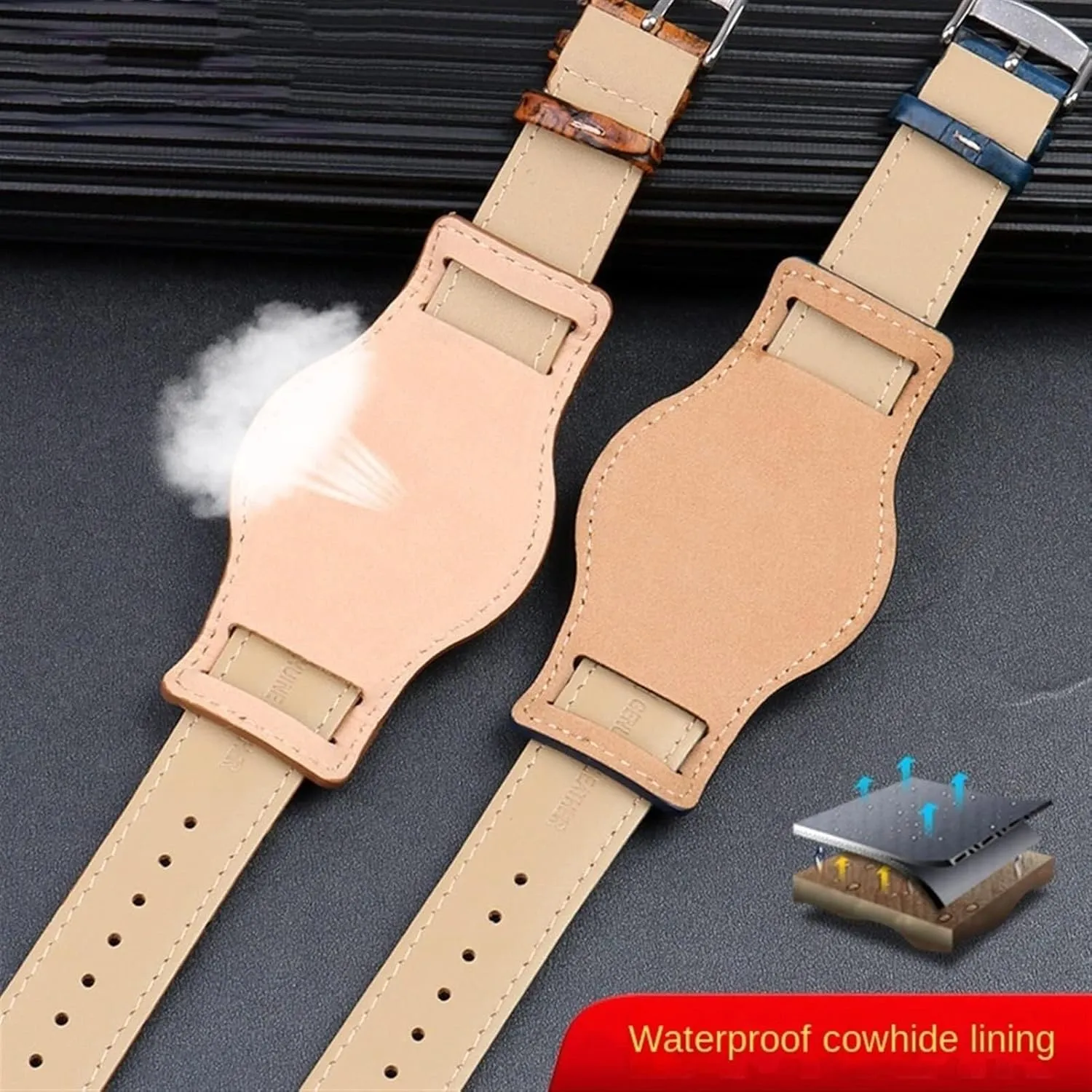 Mens Genuine Leather Watch Strap mat wristwatches Band Handmade Leather Bracelet watchband