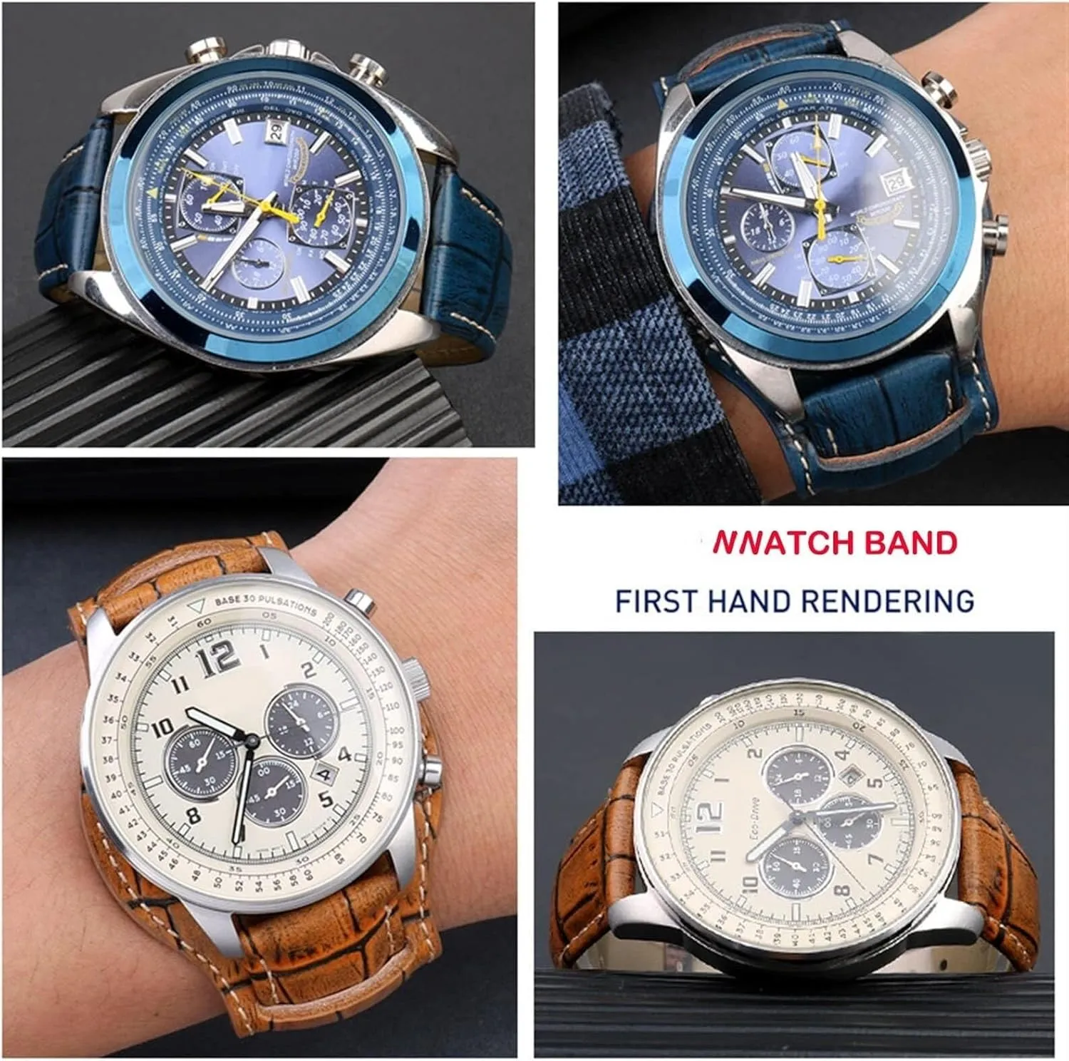 Mens Genuine Leather Watch Strap mat wristwatches Band Handmade Leather Bracelet watchband