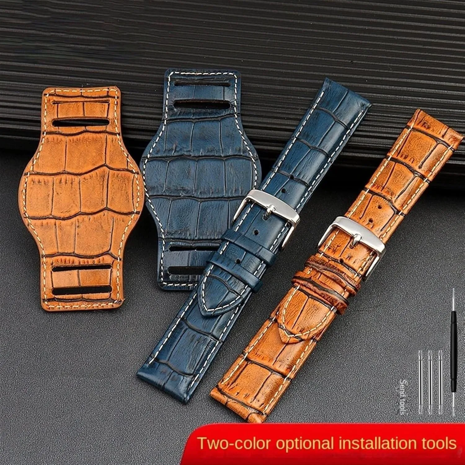 Mens Genuine Leather Watch Strap mat wristwatches Band Handmade Leather Bracelet watchband