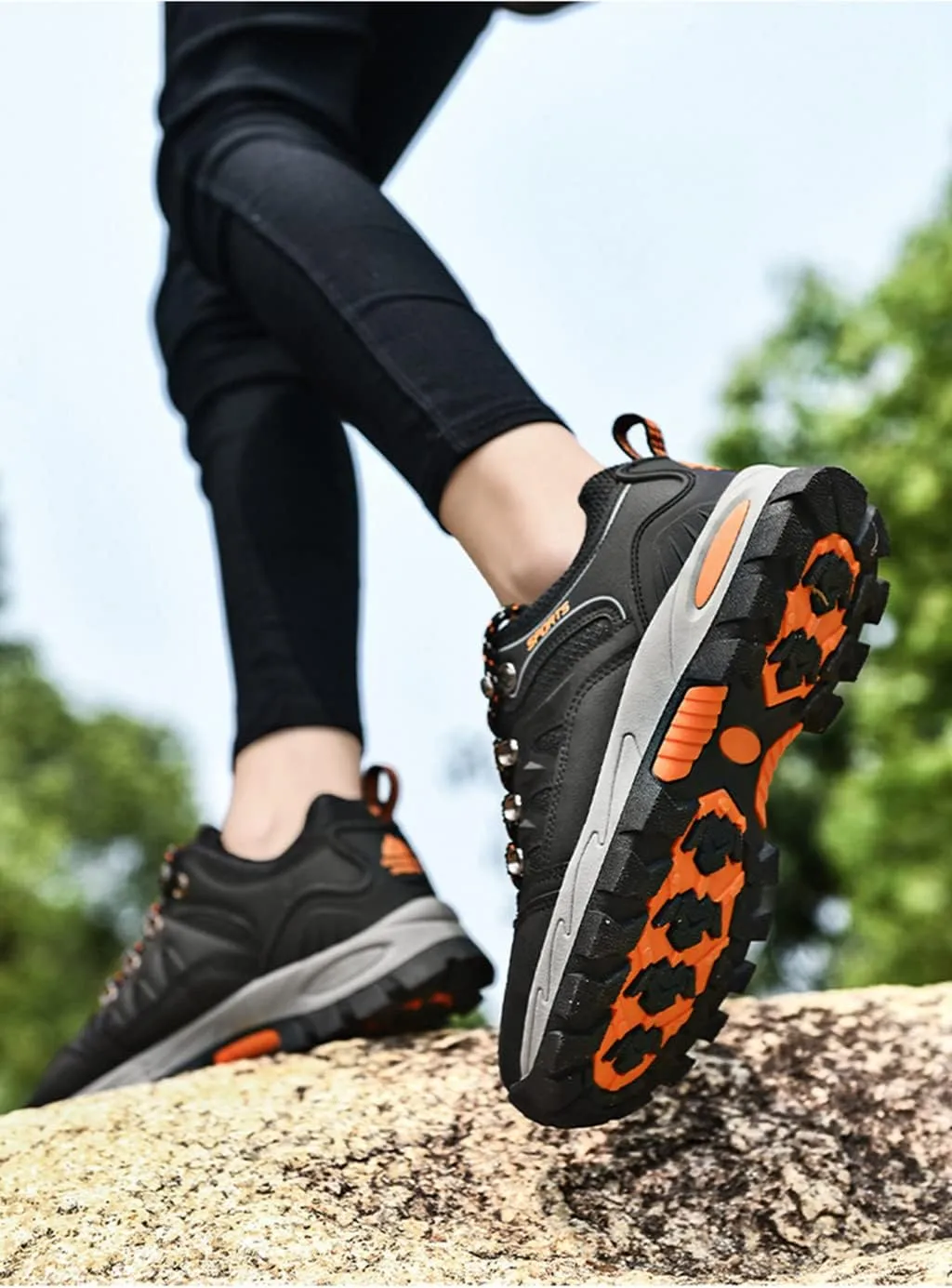 Men's Hiking Shoes Lace Up Waterproof Anti Slip Hiking Boots Outdoor Lightweight Trekking Sneakers Breathable Comfortable Outdoor Sports Shoes for Men