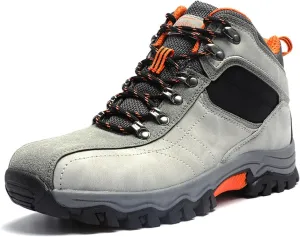 Men's Leather Lace Up Casual Hiking Boots Handmade Stitching Round Toe Outdoor Fashion High-top Sneakers Comfortable Lightweight Waterproof and Non-Slip Backpack Boots Trekking Ankle Boots for Men