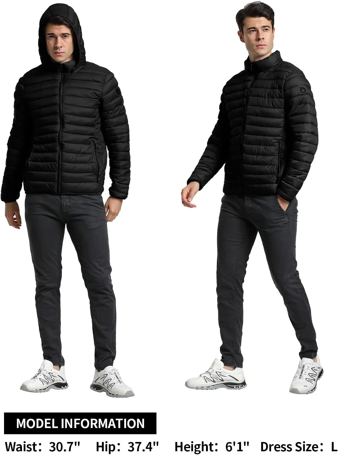 Men's Lightweight Puffer Jacket Down Packable Jacket Winter Coat with Hood