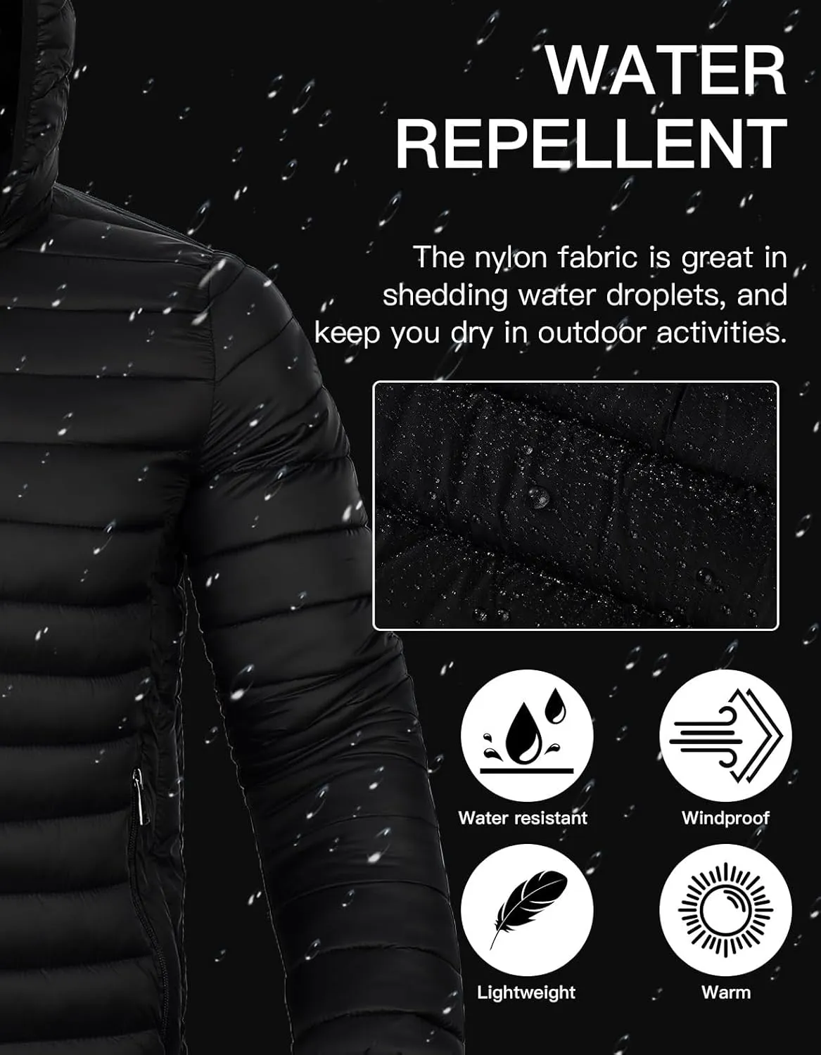 Men's Lightweight Puffer Jacket Down Packable Jacket Winter Coat with Hood