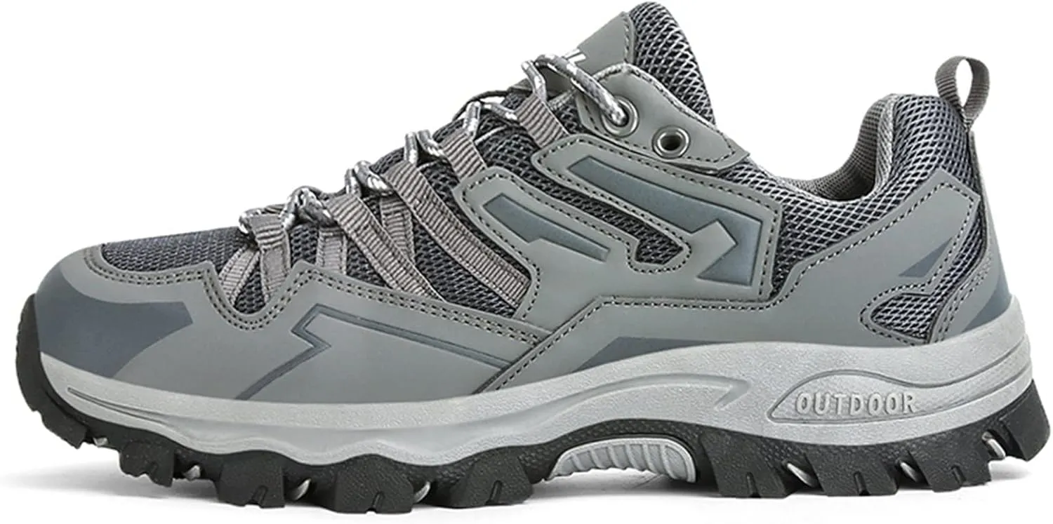 Men's Outdoor Lace-Up Hiking Shoes Fashion Comfortable Sports Shoes Breathable Trekking Sneakers Work Shoes Arch Support Trail Running Shoes