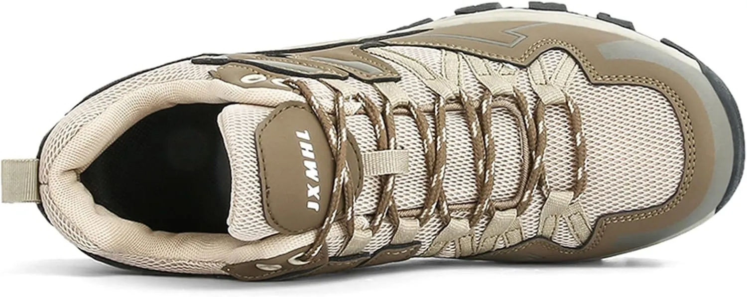 Men's Outdoor Lace-Up Hiking Shoes Fashion Comfortable Sports Shoes Breathable Trekking Sneakers Work Shoes Arch Support Trail Running Shoes