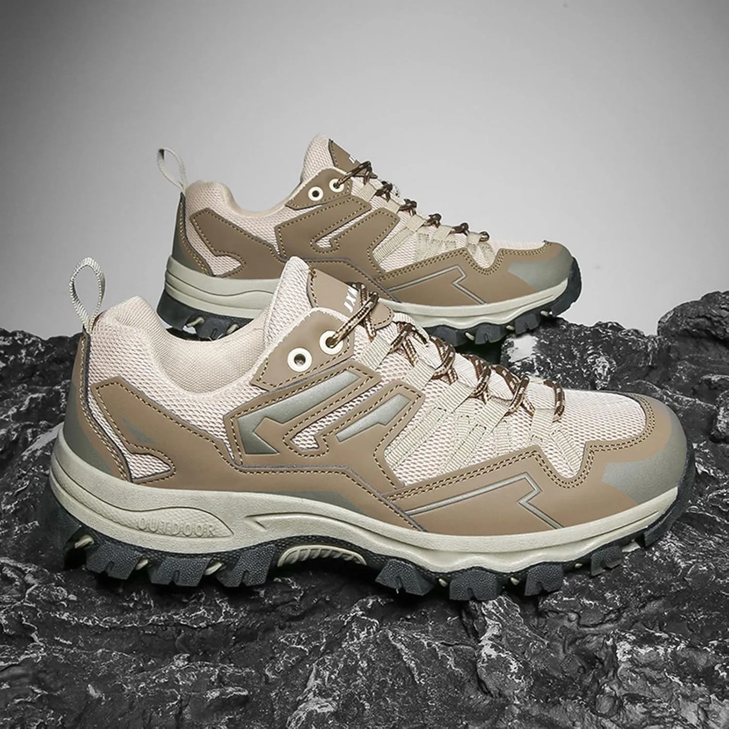 Men's Outdoor Lace-Up Hiking Shoes Fashion Comfortable Sports Shoes Breathable Trekking Sneakers Work Shoes Arch Support Trail Running Shoes