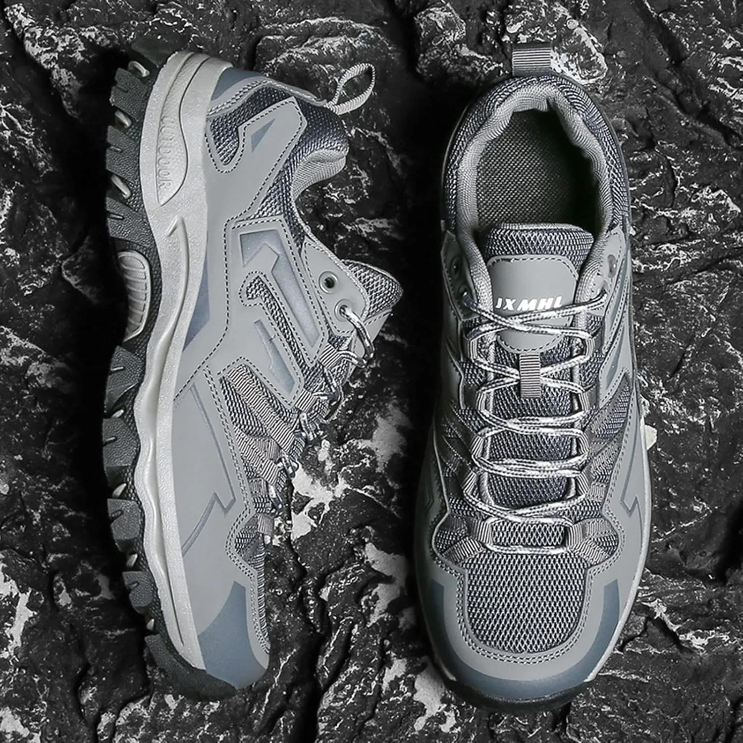 Men's Outdoor Lace-Up Hiking Shoes Fashion Comfortable Sports Shoes Breathable Trekking Sneakers Work Shoes Arch Support Trail Running Shoes