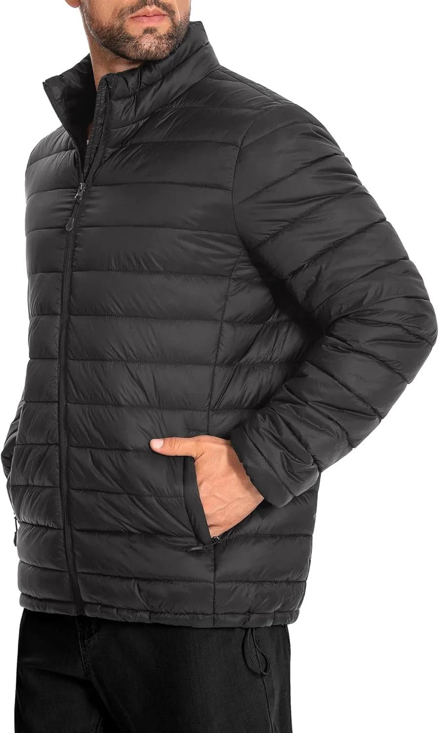 Men's Puffer Jacket Lightweight Warm Winter Jackets for Men Windproof Insulated Puffy Coat with 3 Pockets