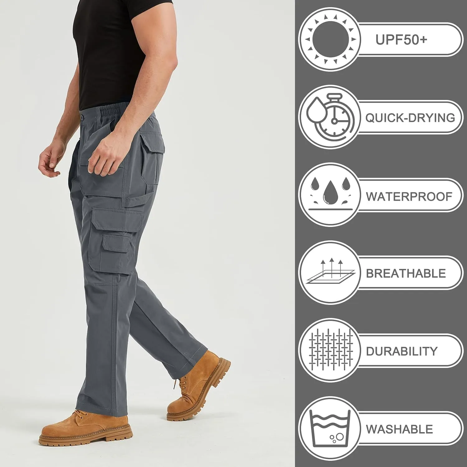 Men's Ripstop Water Resistant Breathable Cargo Tactical Pants Hiking Combat Military Pants with 9 Pockets for Outdoor