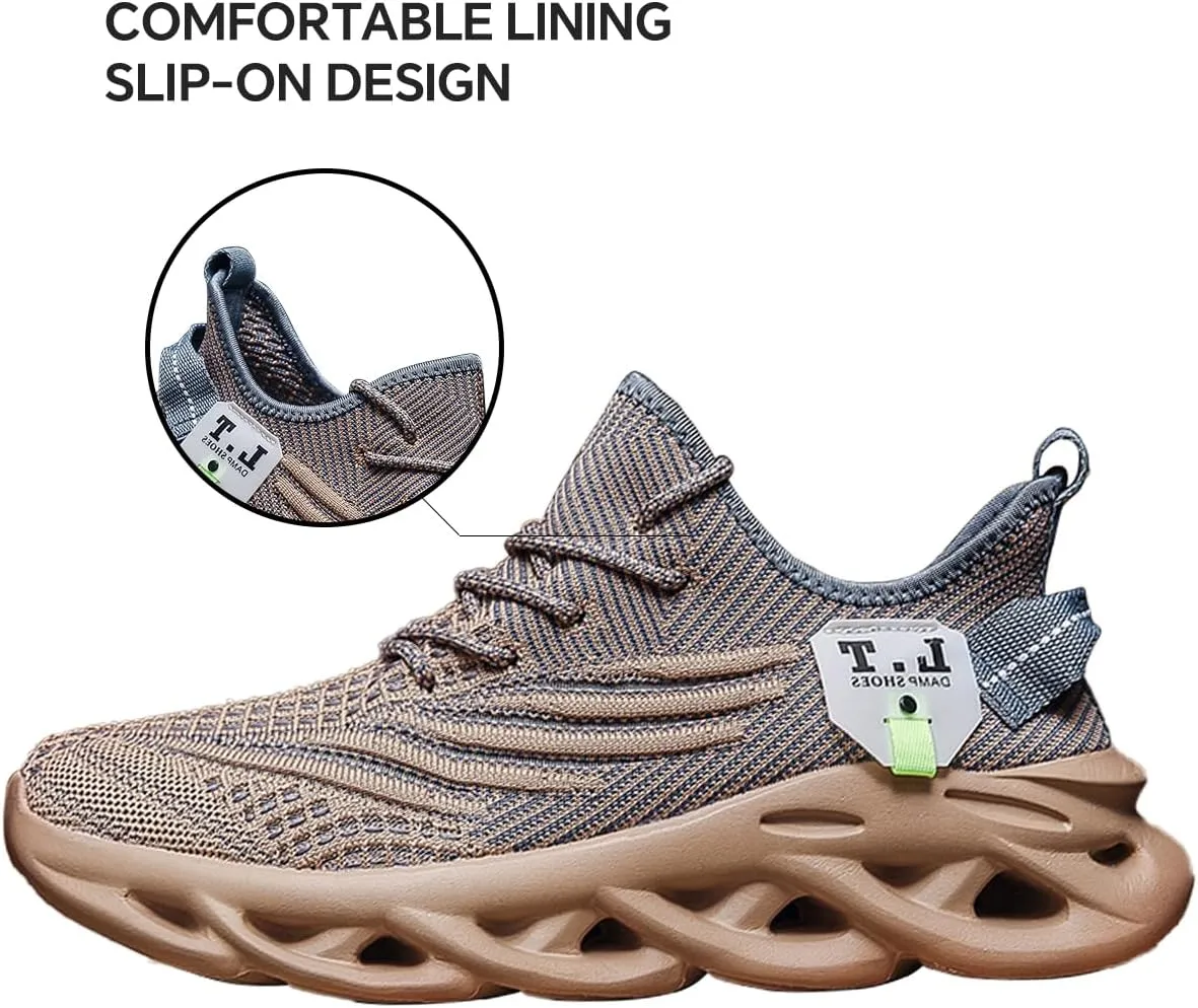 Mens Slip on Walking Running Shoes Non Slip Sneakers Work Sport Athletic Gym Sports Casual Fashion Lightweight Breathable