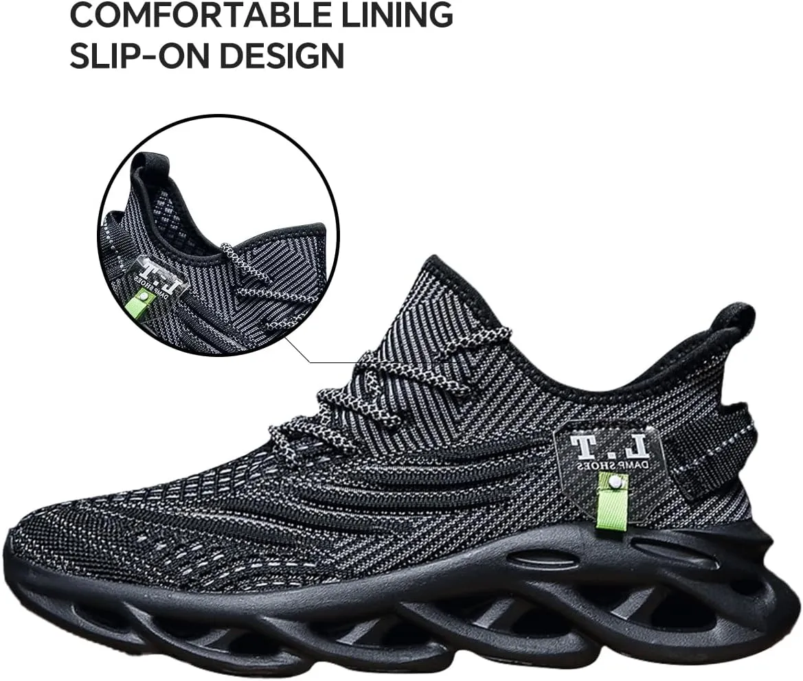 Mens Slip on Walking Running Shoes Non Slip Sneakers Work Sport Athletic Gym Sports Casual Fashion Lightweight Breathable