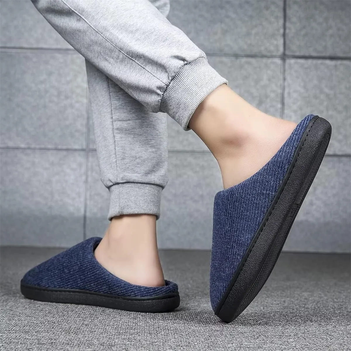 Men's Women's Concise Solid Winter Slippers for Indoor Walking