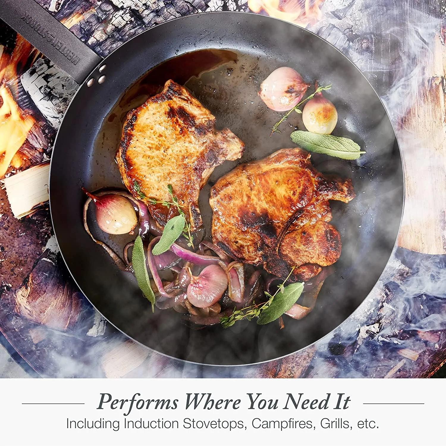 Merten & Storck Pre-Seasoned Carbon Steel 8" Frying Pan Skillet, Fast Heating, Naturally Nonstick, Induction & Oven Safe, High-Heat & Open Flame Compatible, Perfect for Searing Grilling & Camping