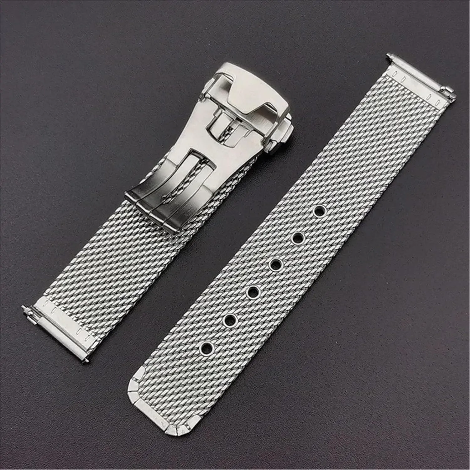 Mesh Stainless Steel Watchbands 20 22mm Men Miss Metal Folding Buckle Universal Strap