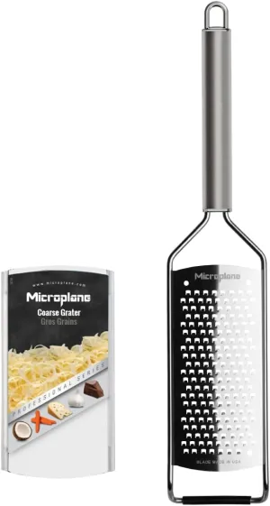 Microplane Professional Series Kitchen Grater new Coarse for Cheese, Carrot, Ginger, Coconut, Nuts and Horseradish with Stainless Steel Blades - Made in USA