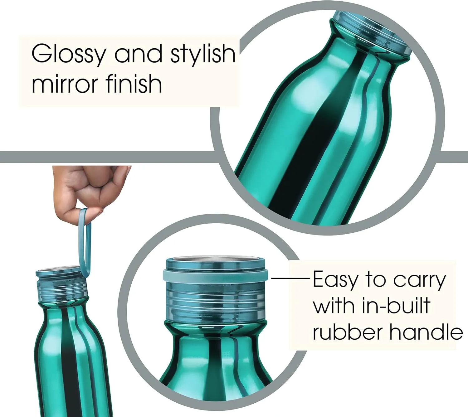Milton Glitz 600 Vacuum Insulated Thermosteel Water Bottle/Flask | 20 oz | 580 ml | 24 hours Hot & Cold, 18/8 Stainless Steel, BPA Free, Food Grade, Leak-Proof | Aqua Green