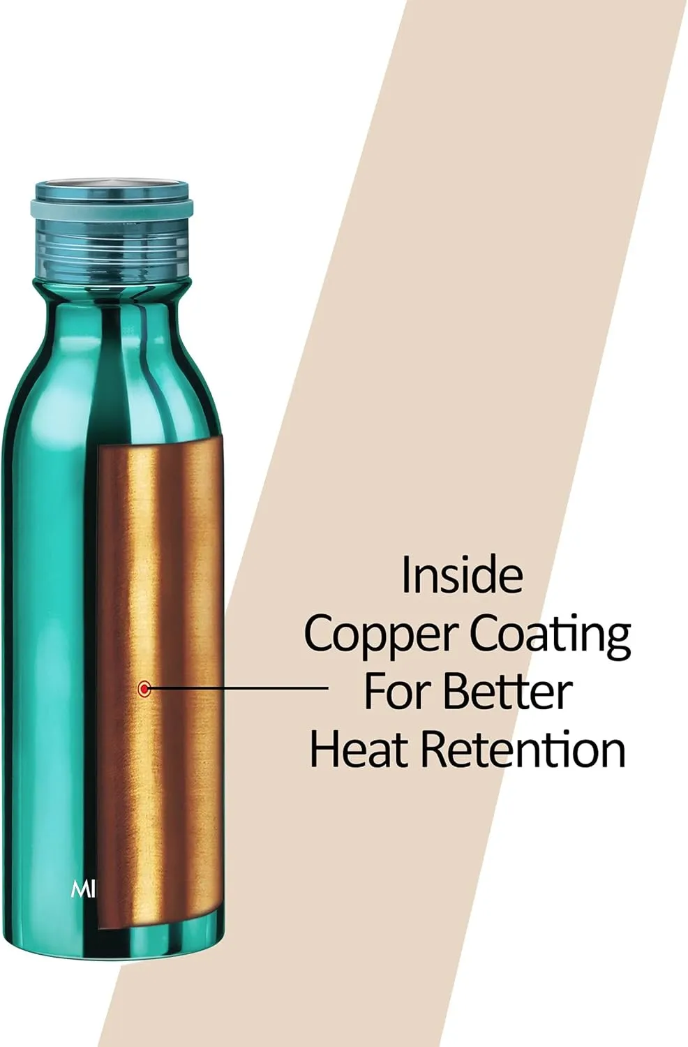Milton Glitz 600 Vacuum Insulated Thermosteel Water Bottle/Flask | 20 oz | 580 ml | 24 hours Hot & Cold, 18/8 Stainless Steel, BPA Free, Food Grade, Leak-Proof | Aqua Green