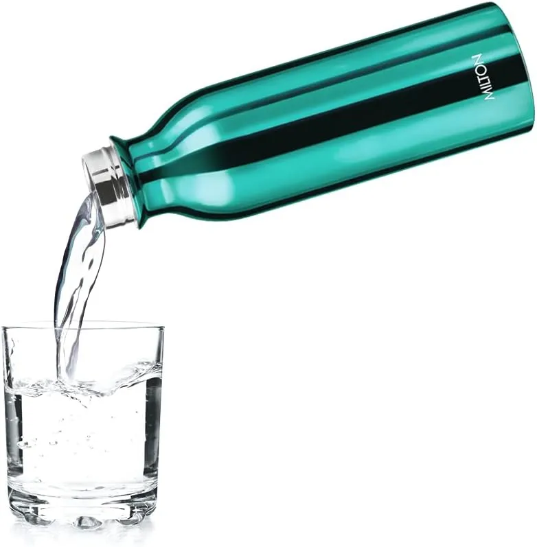 Milton Glitz 600 Vacuum Insulated Thermosteel Water Bottle/Flask | 20 oz | 580 ml | 24 hours Hot & Cold, 18/8 Stainless Steel, BPA Free, Food Grade, Leak-Proof | Aqua Green