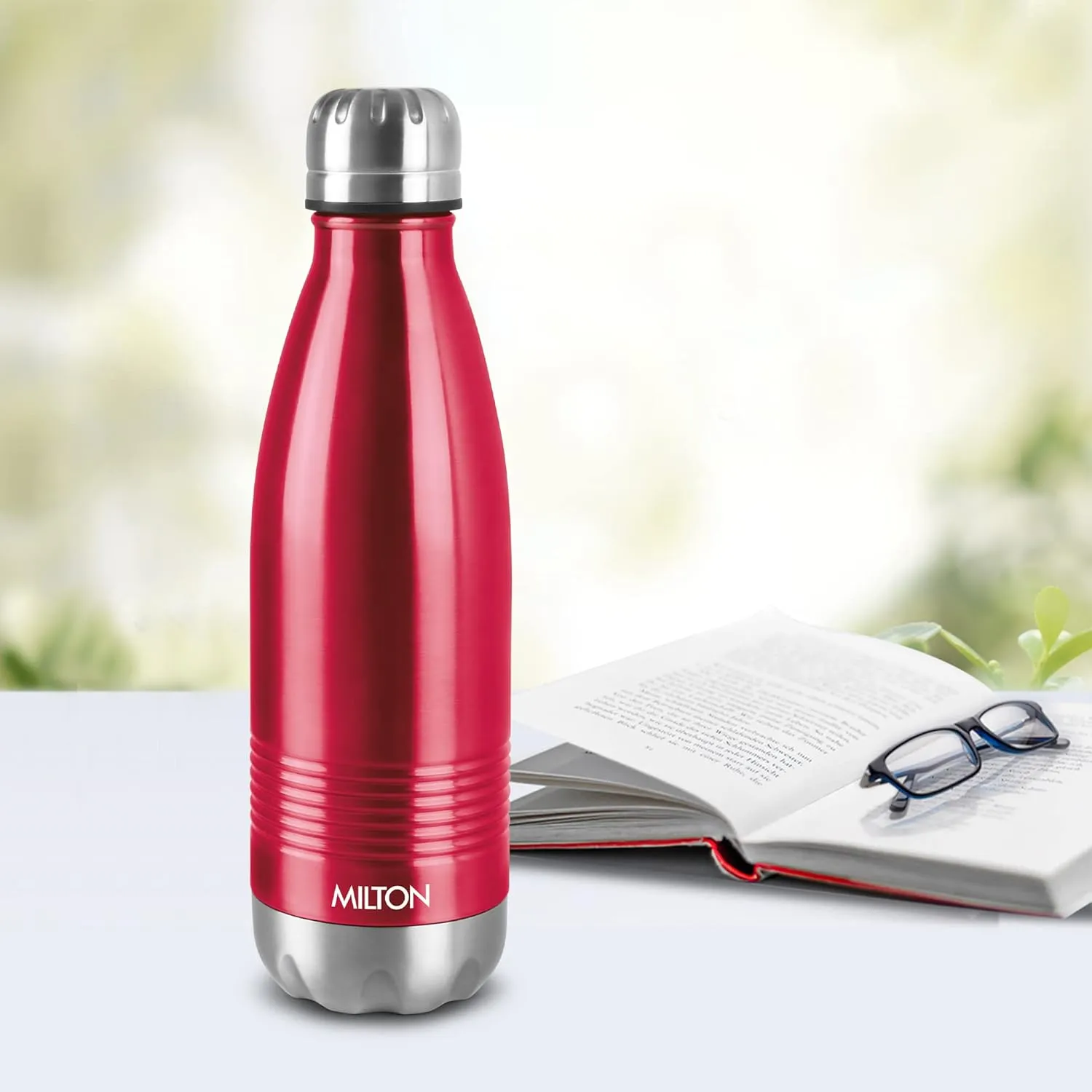 Milton Insulated Water Bottle 700 ml, (24 oz) Stainless Steel Double Walled Vacuum for 24 Hours Hot and Cold, Leakproof, BPA Free, Thermosteel Duo-DLX 750 Maroon