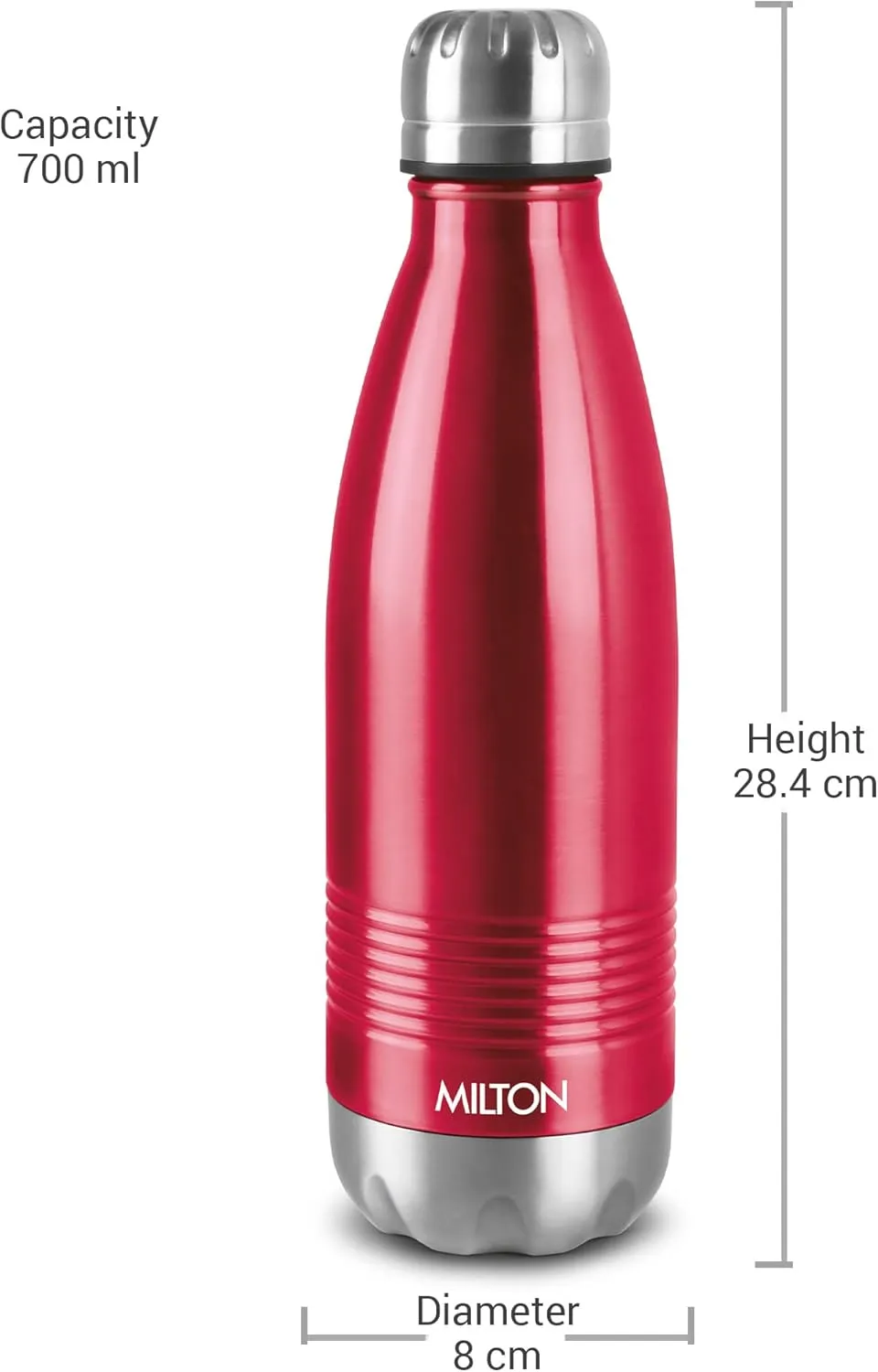 Milton Insulated Water Bottle 700 ml, (24 oz) Stainless Steel Double Walled Vacuum for 24 Hours Hot and Cold, Leakproof, BPA Free, Thermosteel Duo-DLX 750 Maroon
