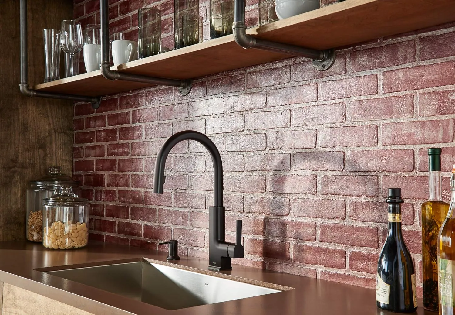 Moen 3942SRS Deck Mounted Kitchen Soap Dispenser with Above The Sink Refillable Bottle, Spot Resist Stainless