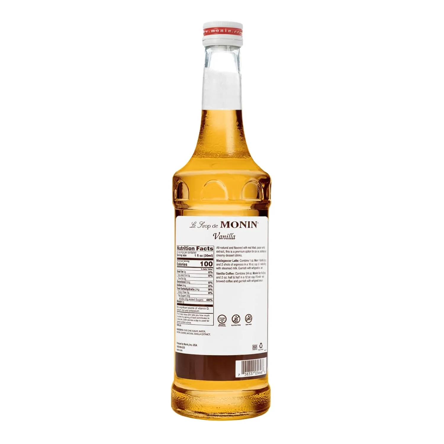 Monin - Vanilla Syrup, Versatile Flavor, Great for Coffee, Shakes, and Cocktails, Gluten-Free, Non-GMO (750 ml)