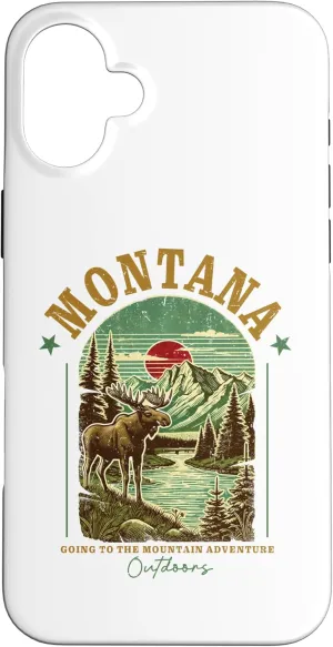 Montana Moose Tee Mountain River Nature Wilderness Adventure Case for iPhone 16 Plus
