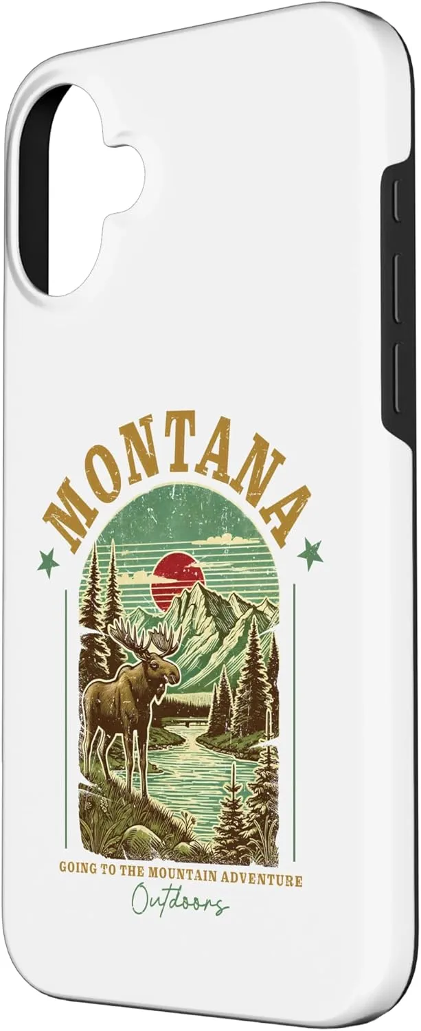 Montana Moose Tee Mountain River Nature Wilderness Adventure Case for iPhone 16 Plus