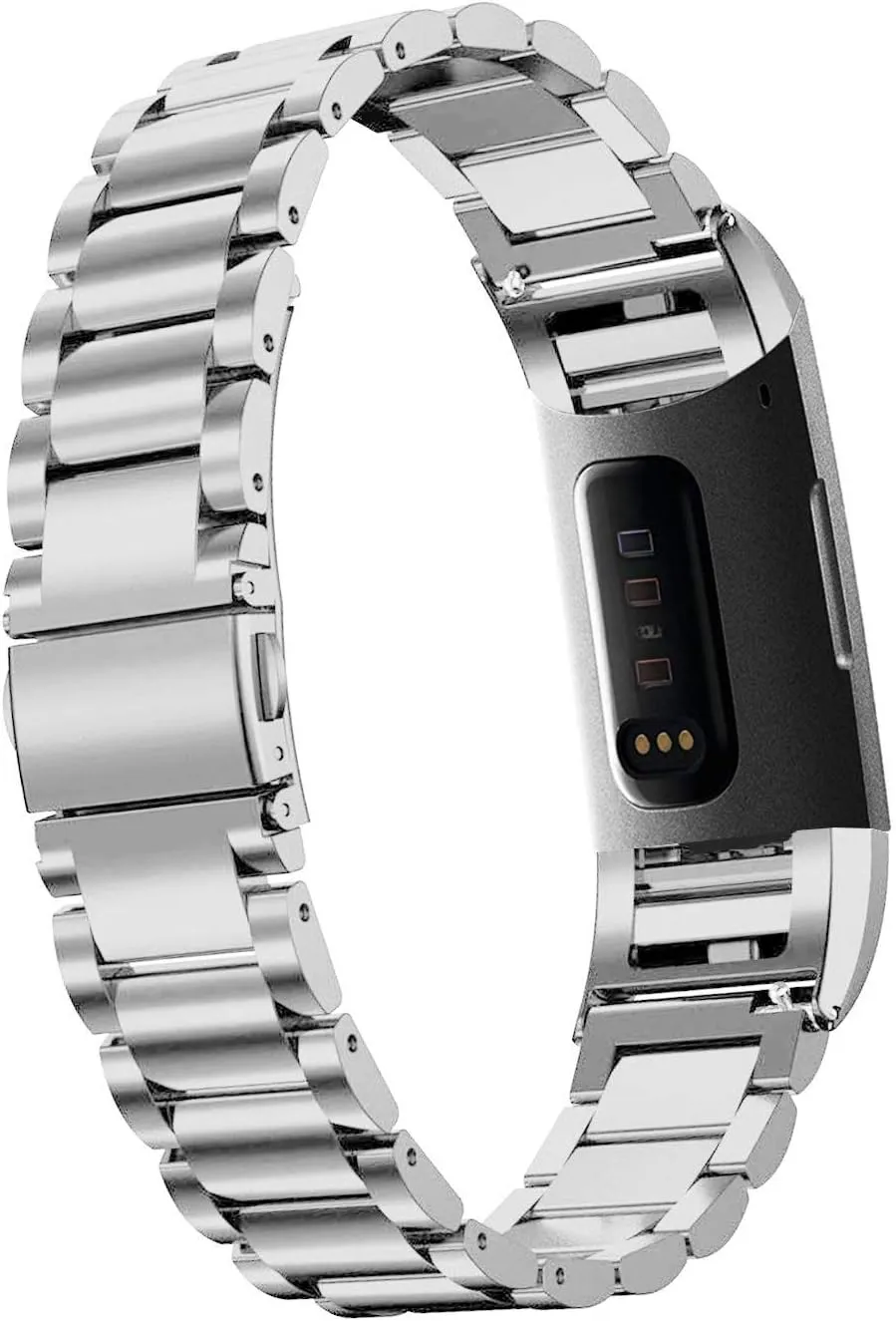 Moran Stainless Steel Watch Band Compatible with Fitbit Charge 4/Charge 3/SE Replacement Metal Bracelet Strap Women Men