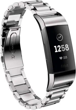 Moran Stainless Steel Watch Band Compatible with Fitbit Charge 4/Charge 3/SE Replacement Metal Bracelet Strap Women Men
