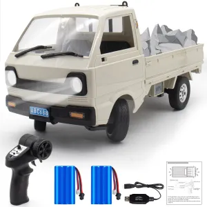 Mostop WPL D12 RC Drift Car with 2 Batteries - Kei Truck Crawler Off Road Climbing Vehicle with Brushed 260 Motor - RTR 2.4G Off Road RC Car Drift Climbing Pickup Truck Crawler for Boys Adults