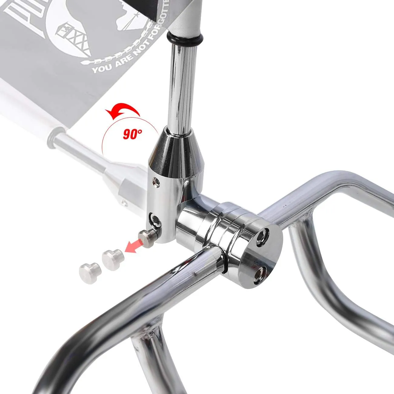 Motorcycle Flagpole Mount and Pow-mia Premium Double Sided Flag Foldable 90° Flag Pole Holder Bracket Fit for 1/2'' Round Tubular Luggage Rack Harley Touring Spring Honda Goldwing etc.