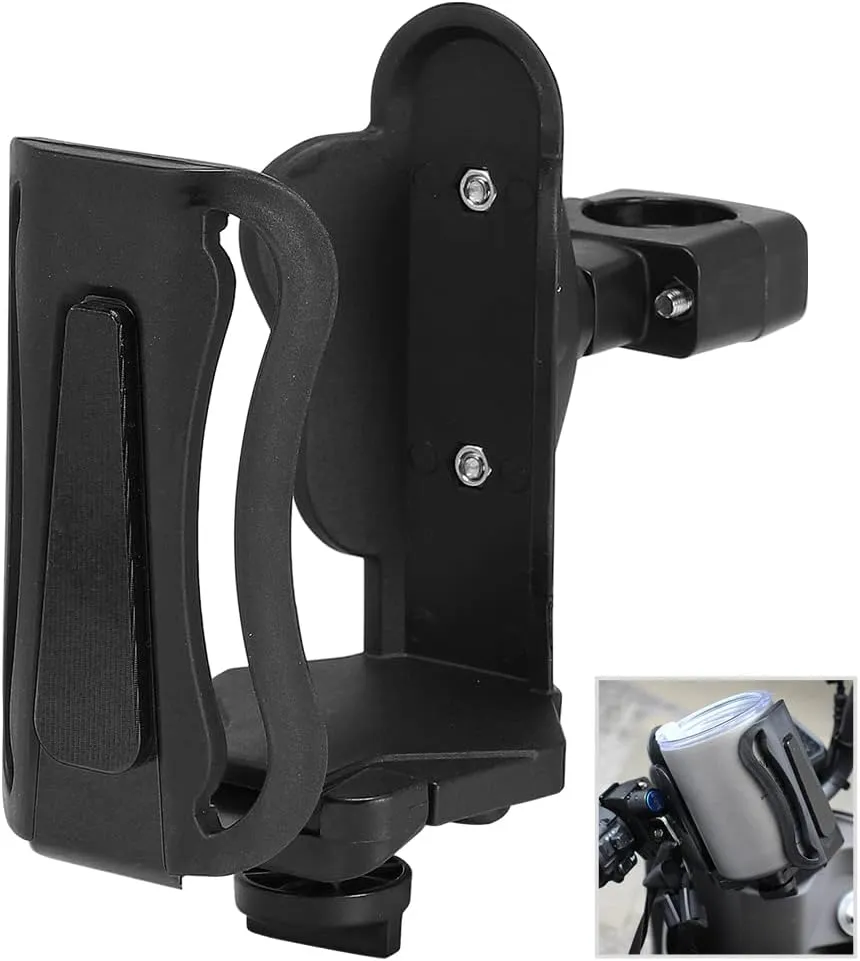 Motorcycle Water Bottle Holder, Size Adjustable for 2.68-3.94” Diameter Bottles Motorcycle Cup Holder, Bicycle Drink Cage for Handlebar & Frame fit Scooter, Stroller, ATV, UTV, Black