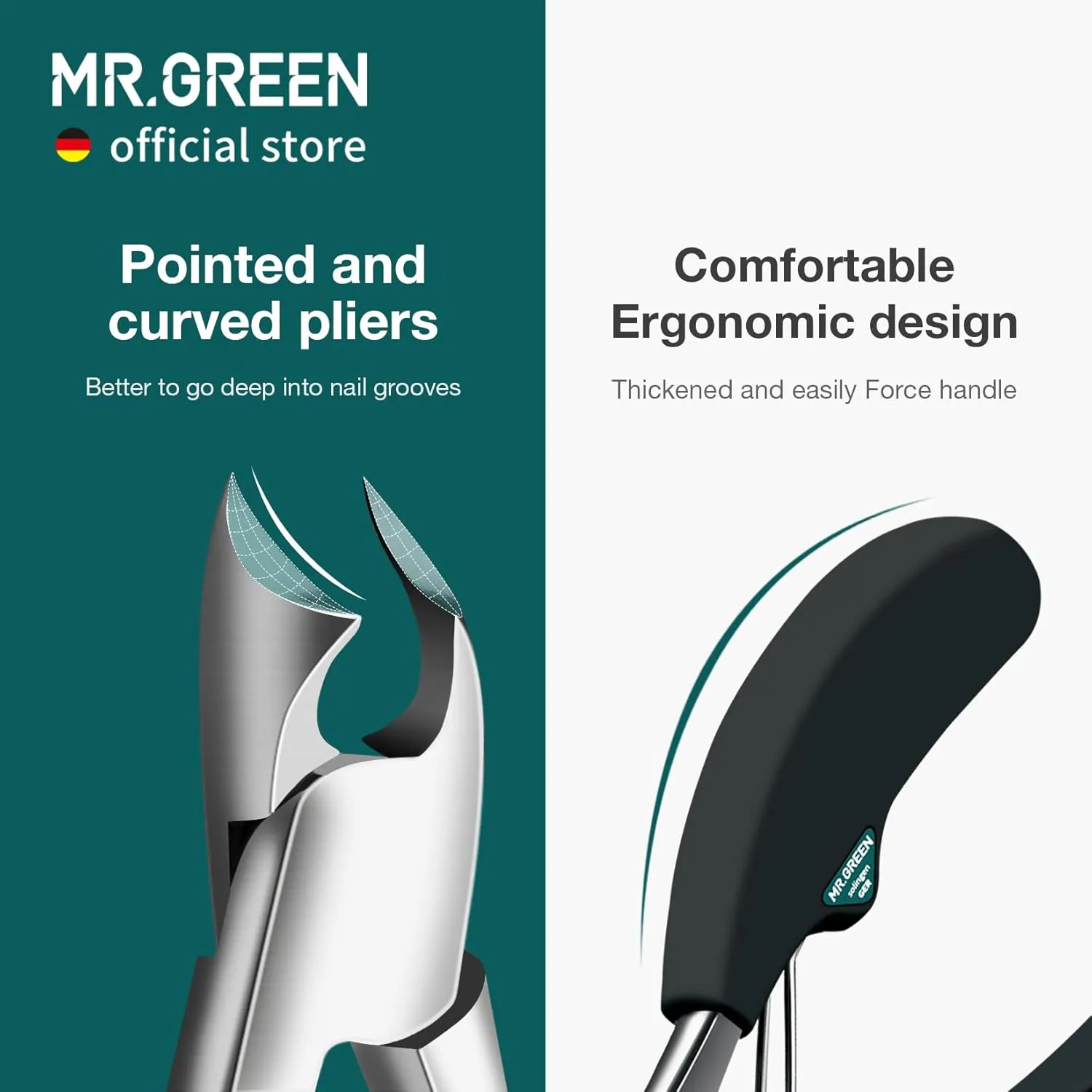 MR.GREEN Toenail Clipper Stainless Steel Ingrown Nail Cutter Good at Cutting Thick and Hard Nails Pedicure Tools (Black Nail Remover)