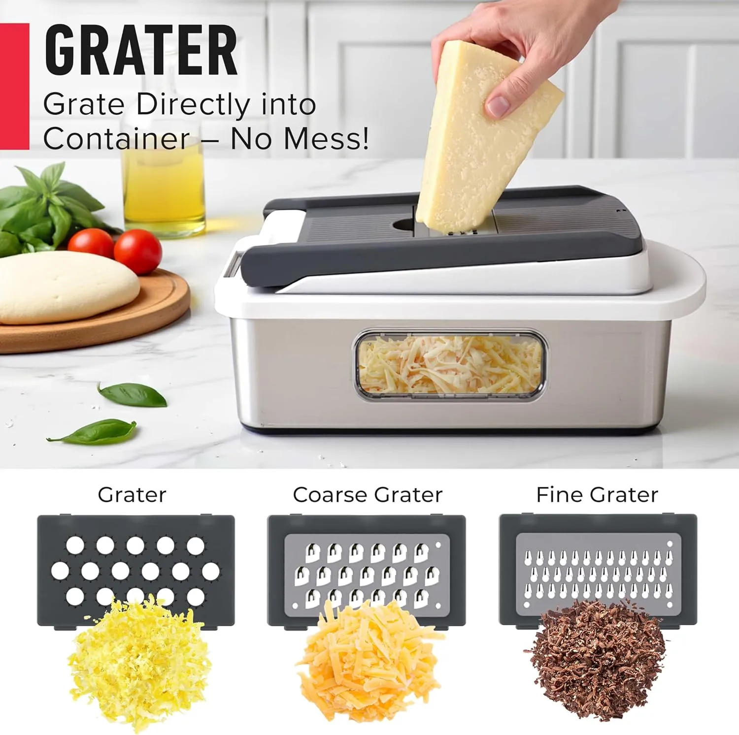 Mueller Pro-Series 10-in-1, 8 Blade Stainless Steel Multi Vegetable Chopper And Mandoline Slicer, Kitchen Accessories and Essentials, Food and Veggie Chopper, Mincer, Dicer, White Sand/Grey