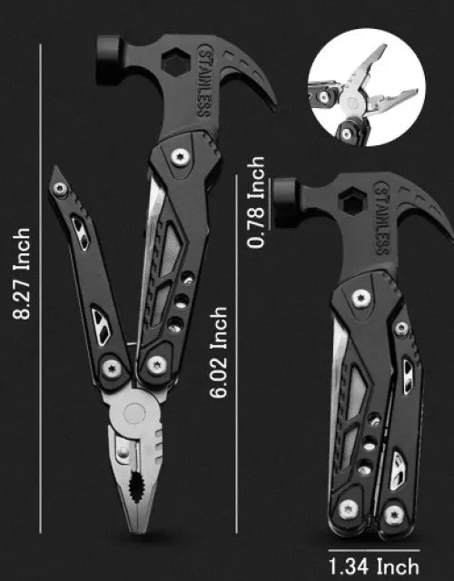 Multi-Utility Hammer Tool Kit – Wood & Stainless Steel