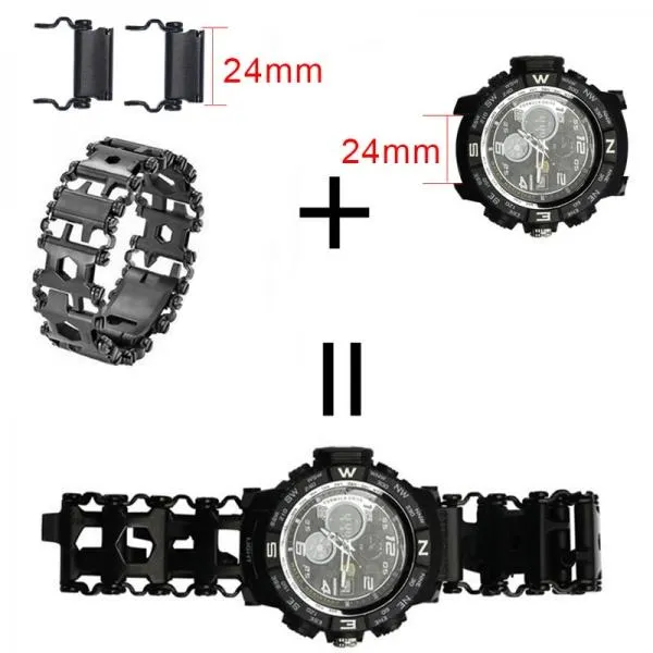 Multifunctional Bracelet Stainless 29 Functions Screwdriver Tool for Sailing/Travel/Camping /Hiking Outdoor/Emergency Kit - Silver