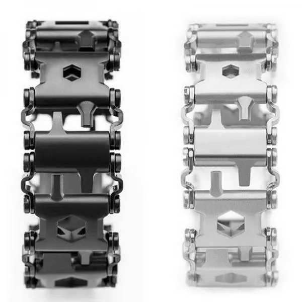 Multifunctional Bracelet Stainless 29 Functions Screwdriver Tool for Sailing/Travel/Camping /Hiking Outdoor/Emergency Kit - Silver