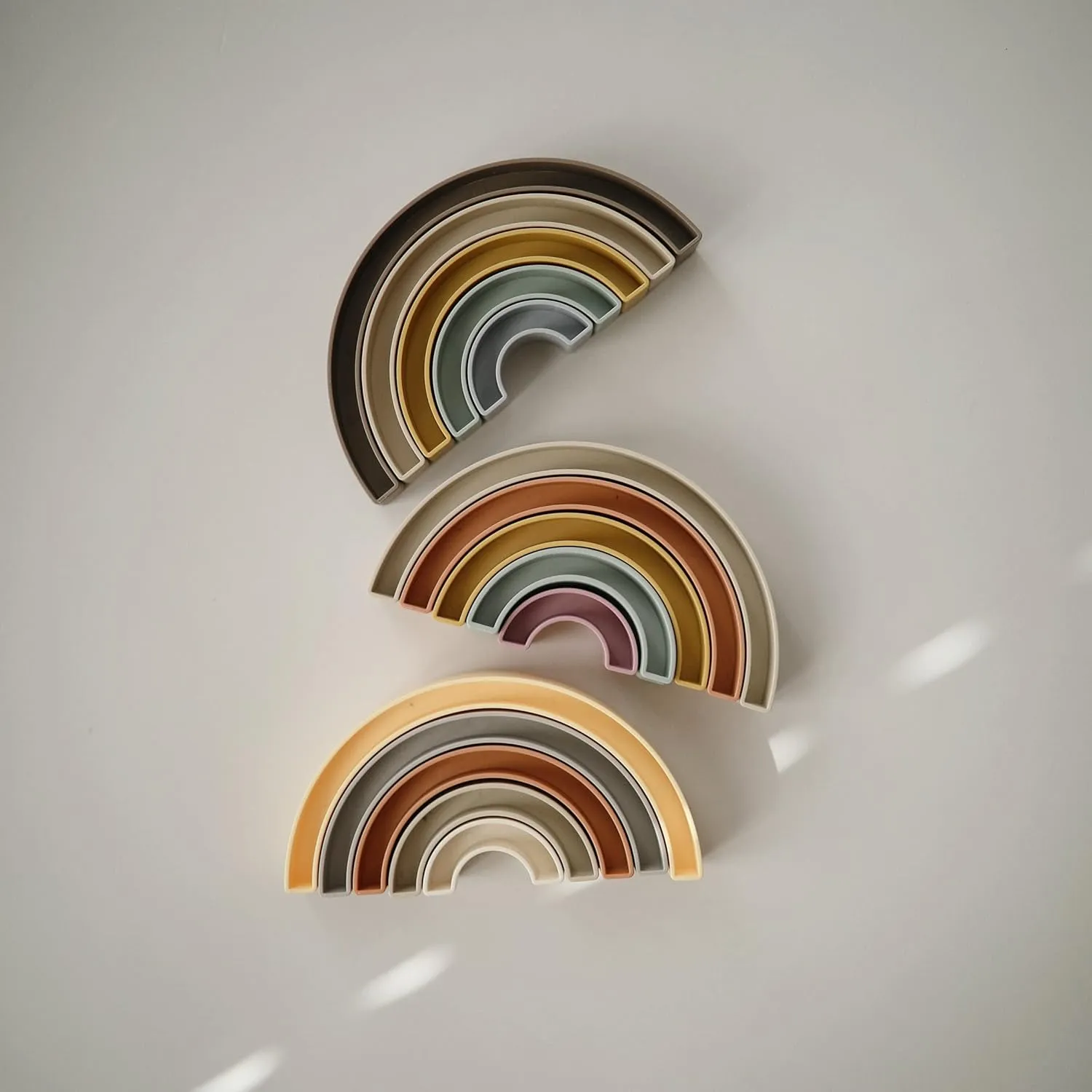 mushie Rainbow Stacker Toy 5pcs | Made in Denmark (Tropical) 1 Year 