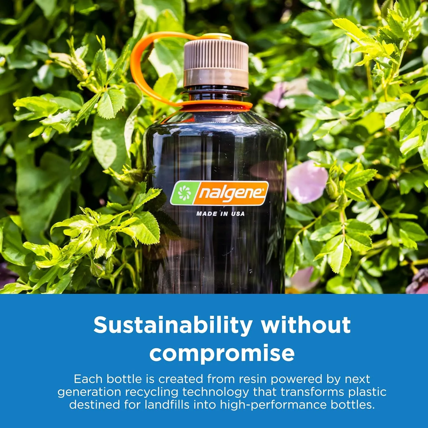 Nalgene Sustain Tritan BPA-Free Water Bottle Made with Material Derived from 50% Plastic Waste (Using ISCC Certified Mass Balance), 16 OZ, Narrow Mouth, Jade