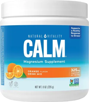 Natural Vitality Calm Magnesium Supplement, Anti-Stress Drink Mix Powder, Gluten Free, Vegan, & Non-GMO, Orange, 8 oz