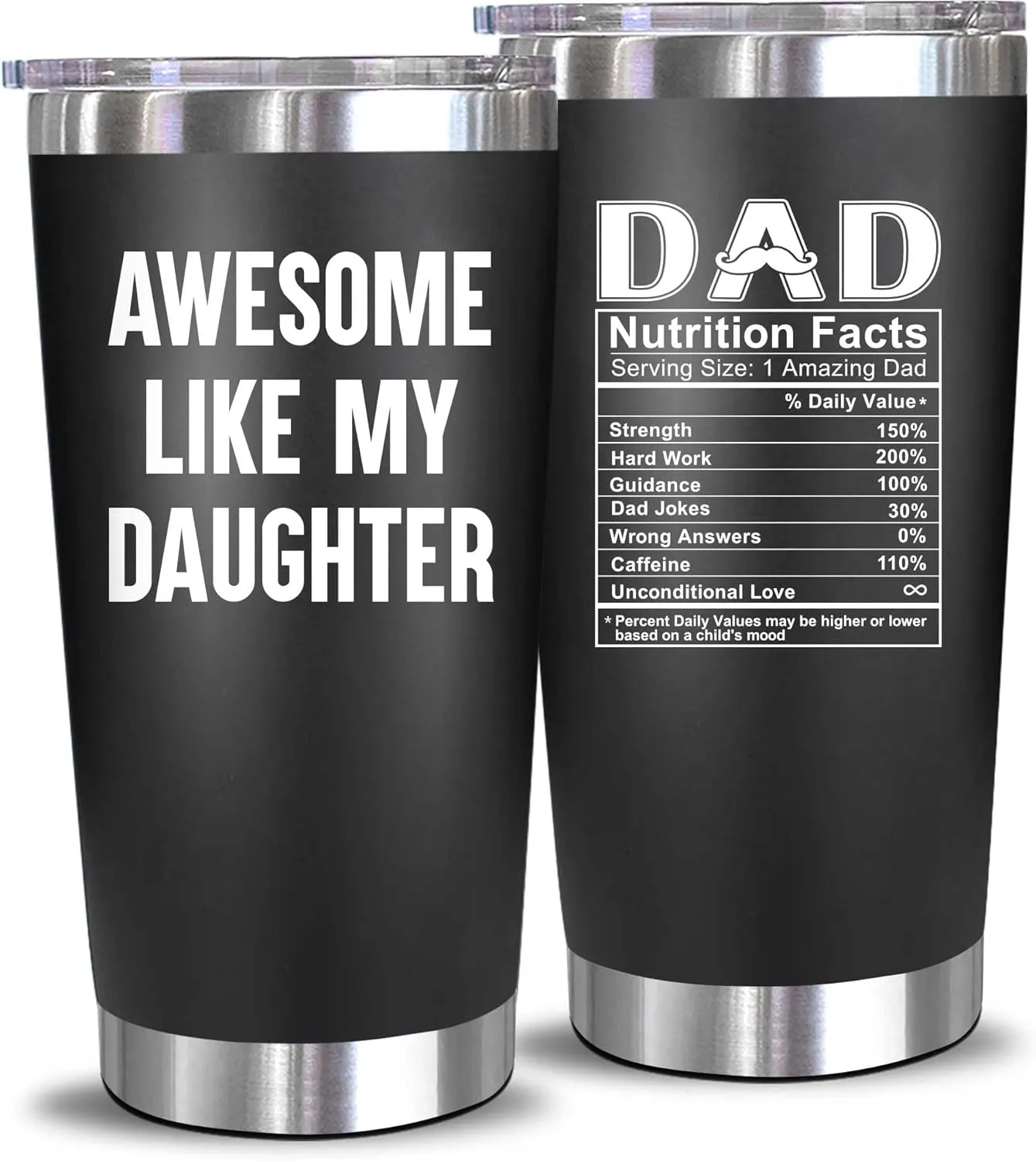 NewEleven Fathers Day Gift For Dad - Birthday Gifts For Dad From Daughter - Husband Gifts - Unique Birthday Present Ideas For Father, Husband, New Papa, Bonus Father From Daughter - 20 Oz Tumbler